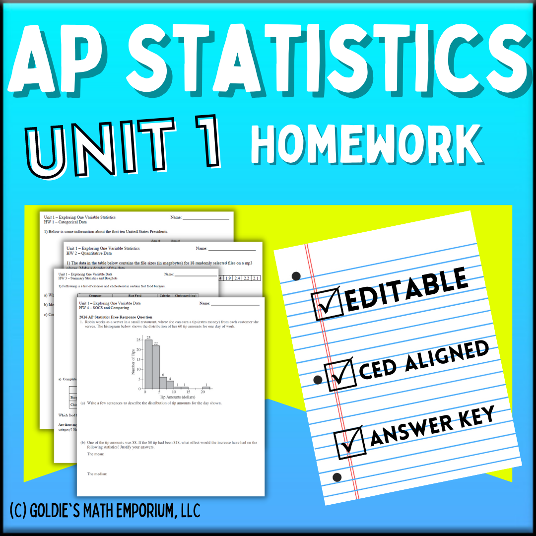 Unit 1: Exploring One Variable Data - Goldie's Math Emporium