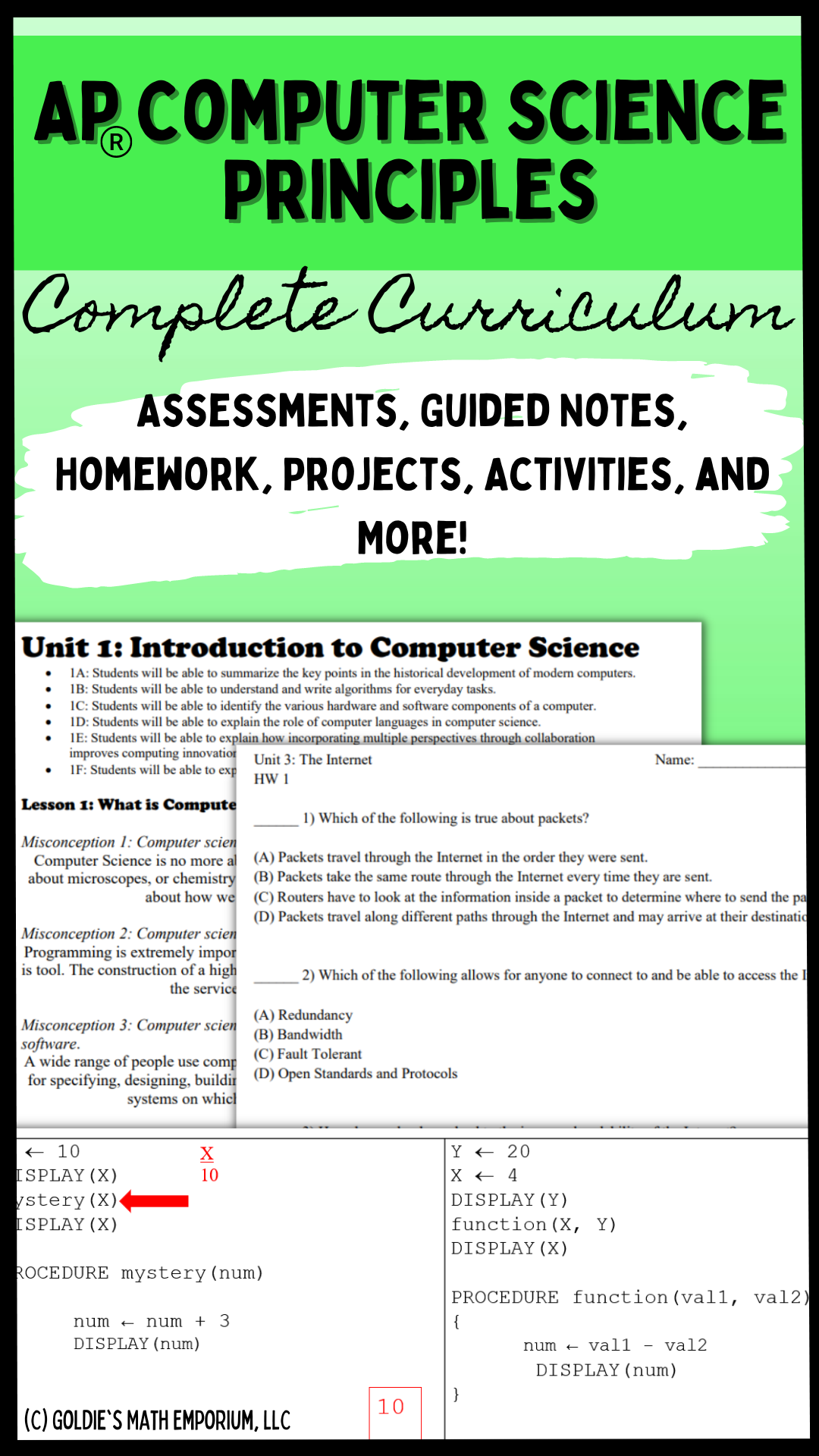 AP® Computer Science Principles - Goldie's Math Emporium